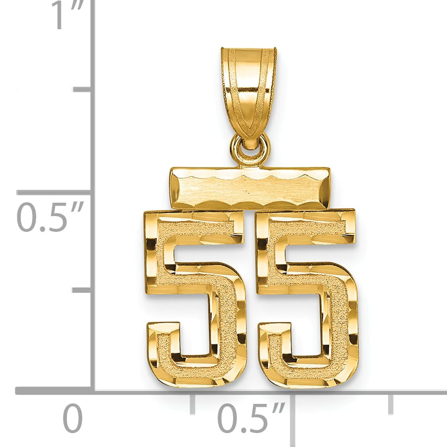 10K Yellow Gold Small Brushed Number 55 Charm