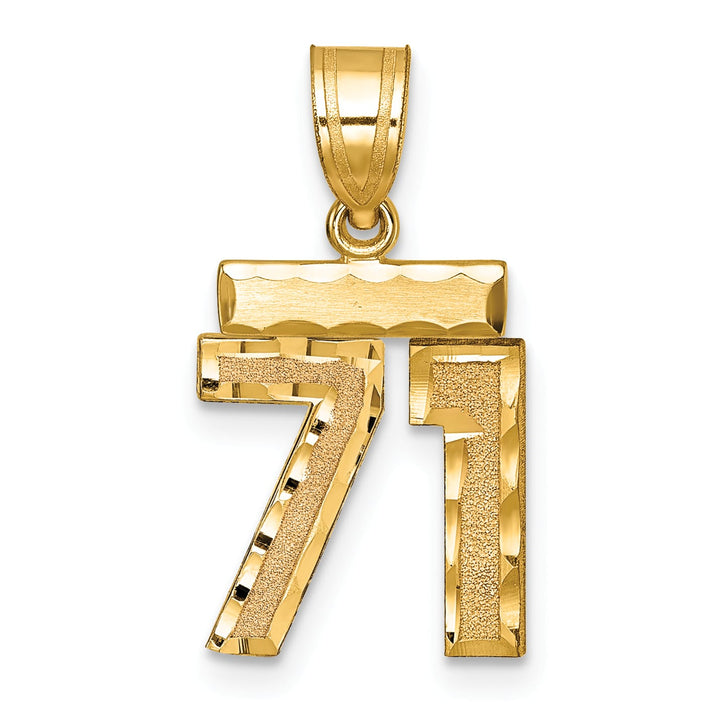 10K Yellow Gold Small Brushed Number 71 Charm