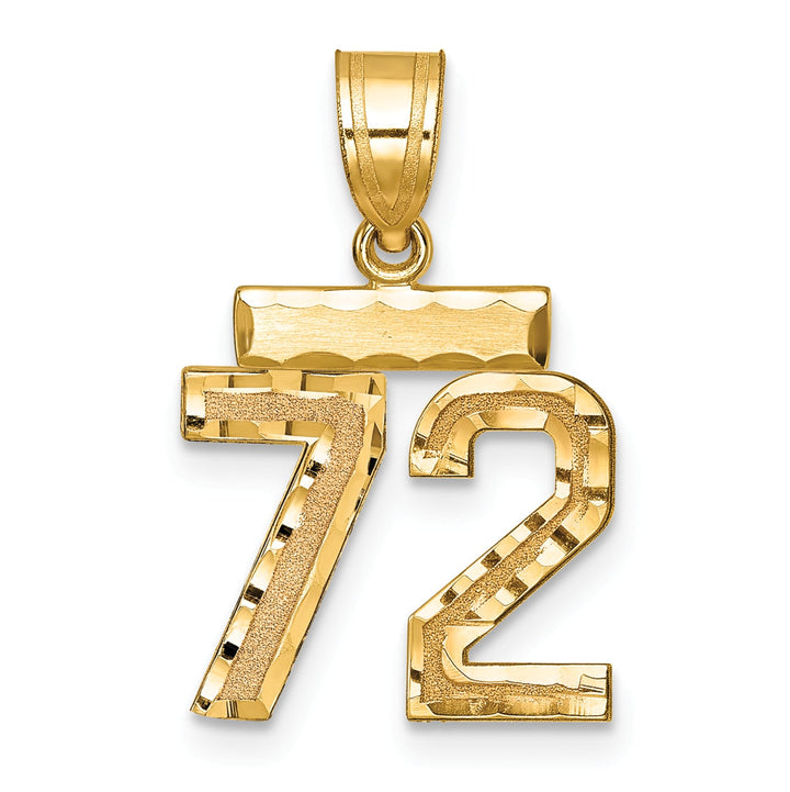 10K Yellow Gold Small Brushed Number 72 Charm