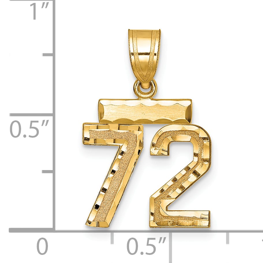 10K Yellow Gold Small Brushed Number 72 Charm