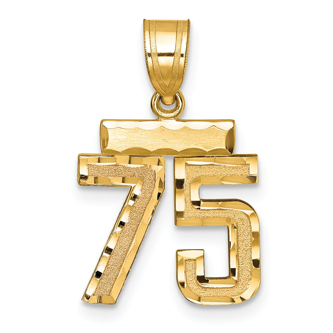 10K Yellow Gold Small Brushed Number 75 Charm