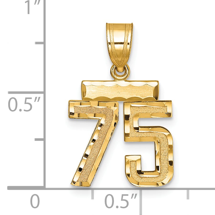 10K Yellow Gold Small Brushed Number 75 Charm