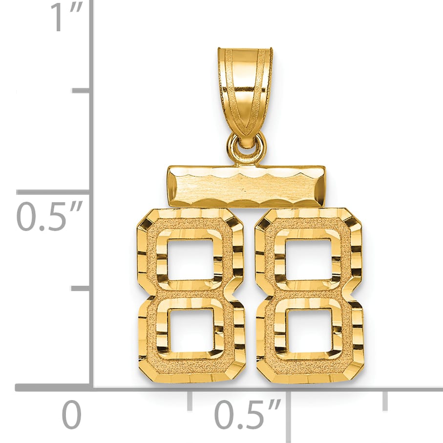 10K Yellow Gold Small Brushed Number 88 Charm