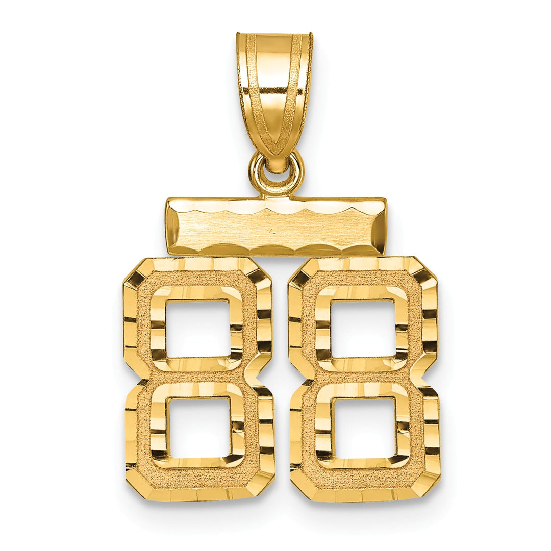 10K Yellow Gold Small Brushed Number 88 Charm
