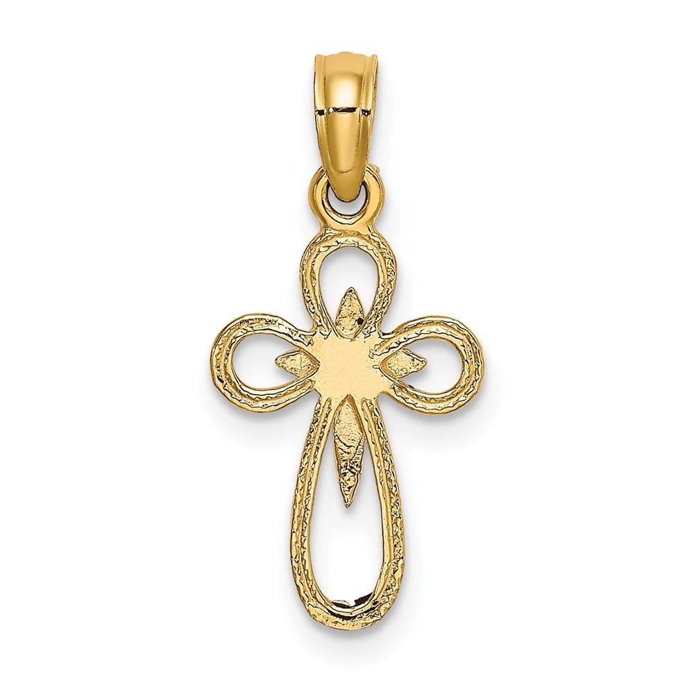 10K Yellow Gold Small Cut-Out Passion Cross with Interior Cross Charm