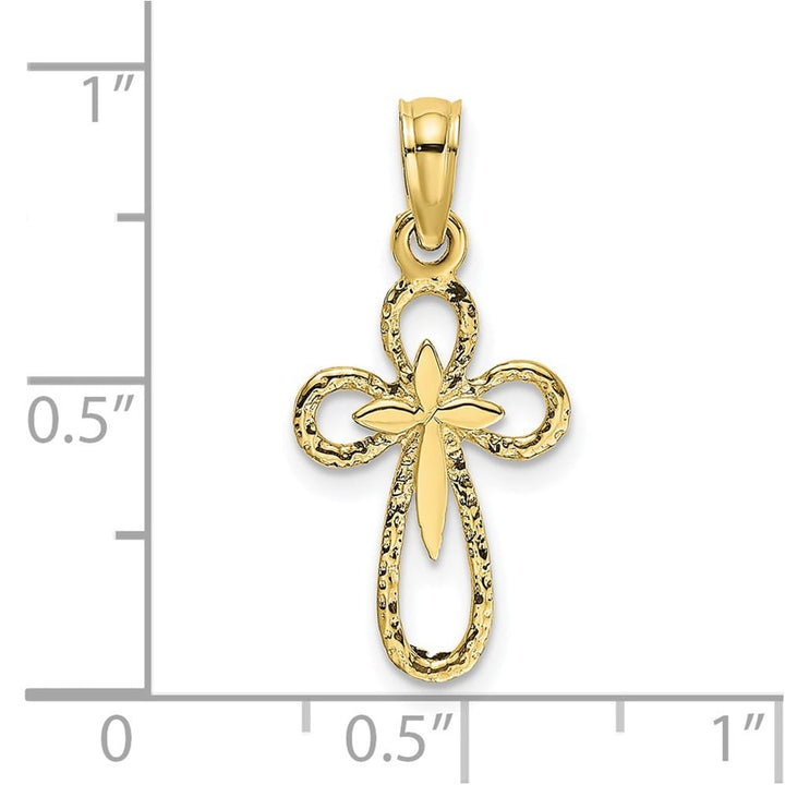 10K Yellow Gold Small Cut-Out Passion Cross with Interior Cross Charm