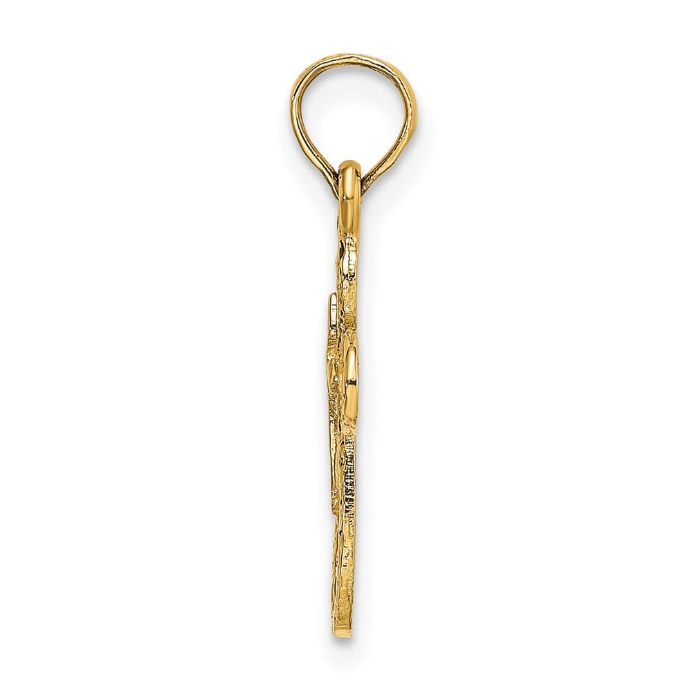 10K Yellow Gold Small Cut-Out Passion Cross with Interior Cross Charm