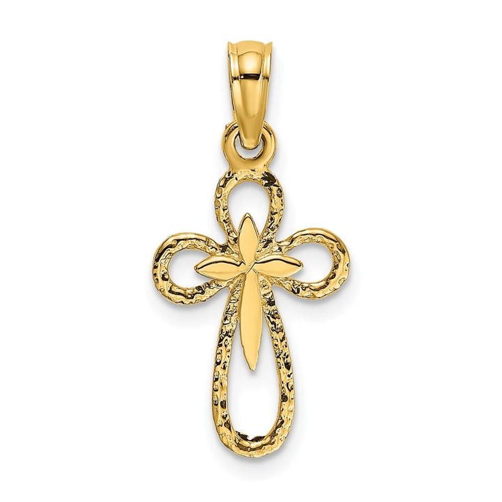 10K Yellow Gold Small Cut-Out Passion Cross with Interior Cross Charm