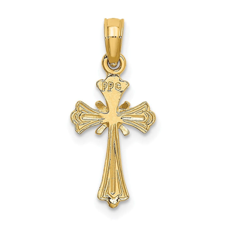 10K Yellow Gold Small Engraved Budded Cross with X Center Charm