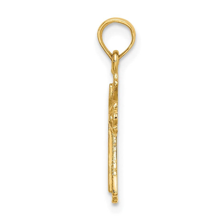 10K Yellow Gold Small Engraved Budded Cross with X Center Charm