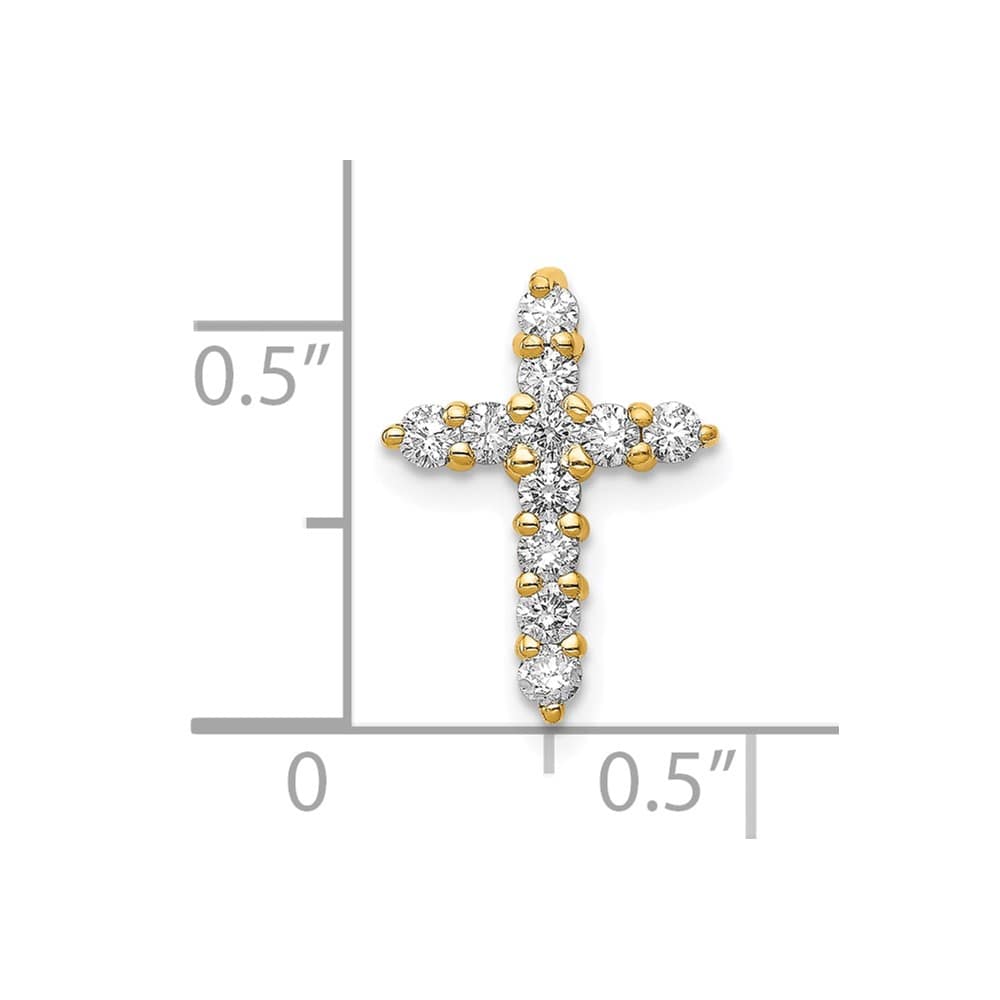 10K Yellow Gold Small I1 Clarity 1/3 ct Diamond Cross Chain Slide