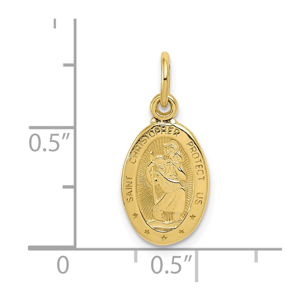 10K Yellow Gold Small Oval St. Christopher Medal