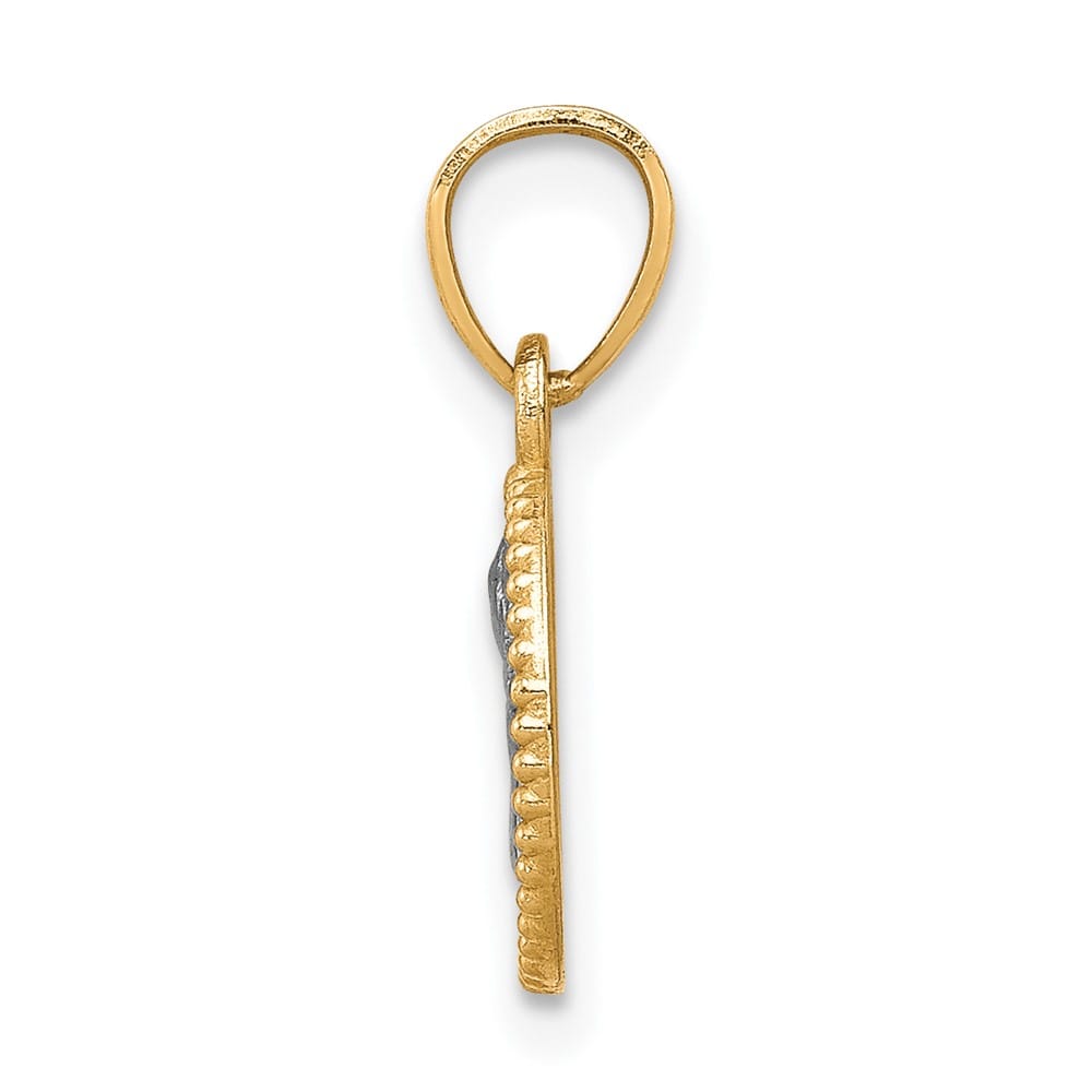10K Yellow Gold Small Polished and Textured Round Angel Pendant