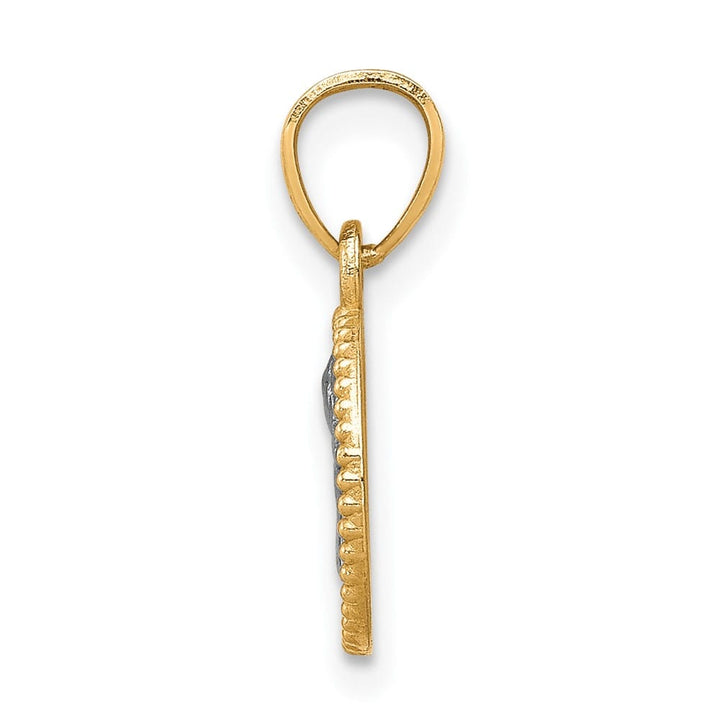 10K Yellow Gold Small Polished and Textured Round Angel Pendant