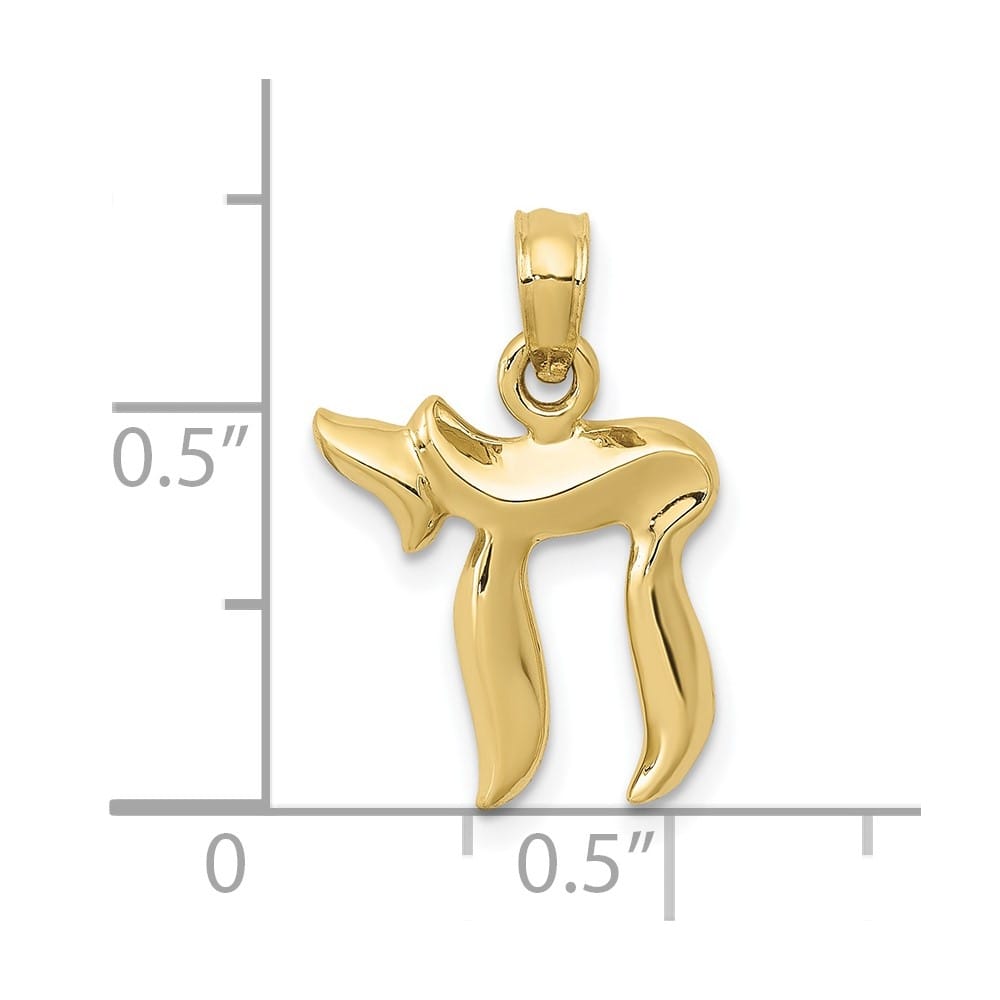 10K Yellow Gold Small Polished Chai Pendant