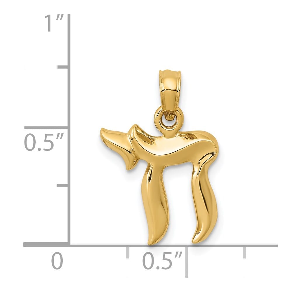 10K Yellow Gold Small Polished Chai Pendant