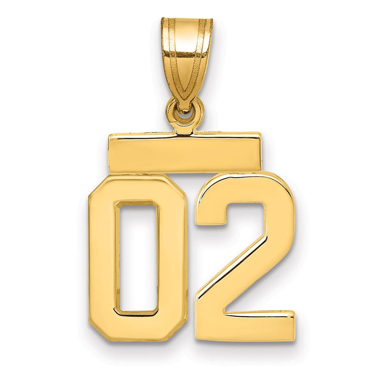 10K Yellow Gold Small Polished Number 02 Charm