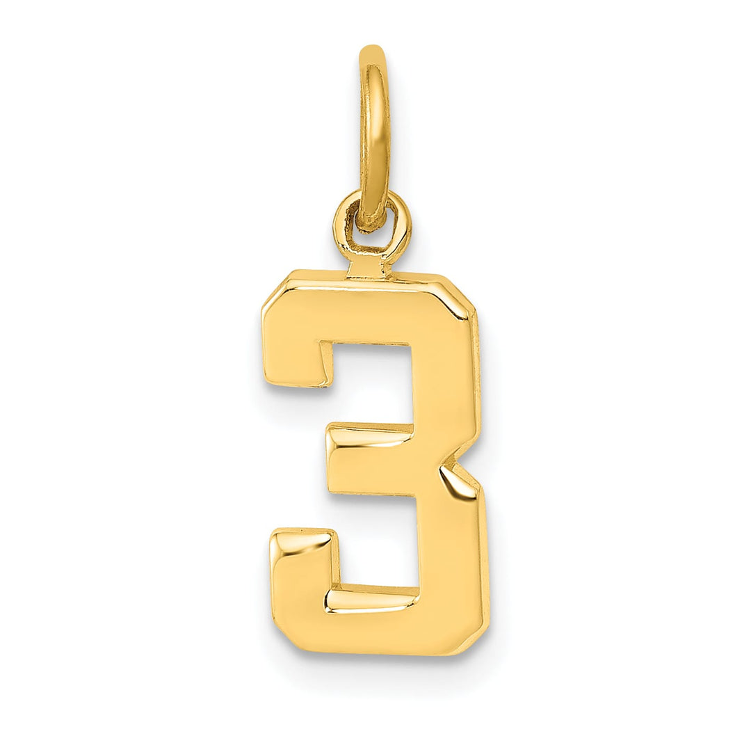 10K Yellow Gold Small Polished Number 03 Charm