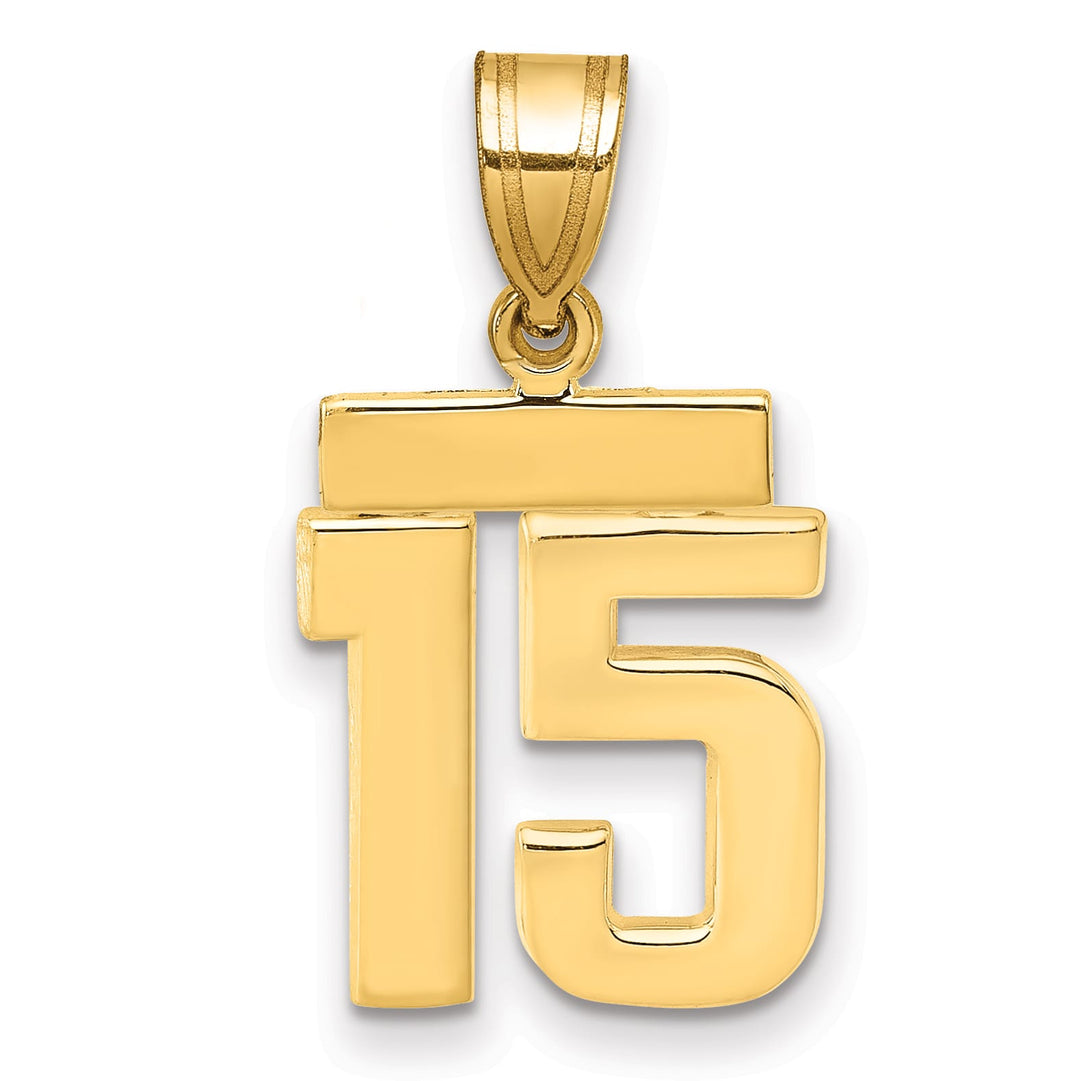 10K Yellow Gold Small Polished Number 15 Charm