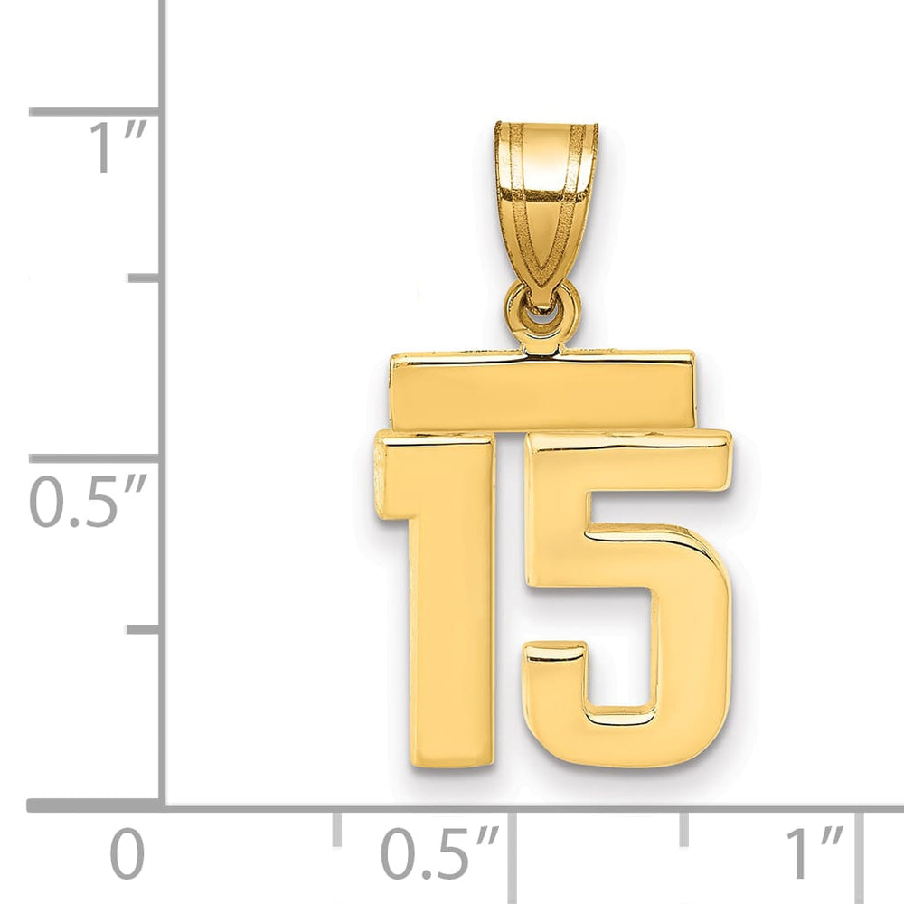 10K Yellow Gold Small Polished Number 15 Charm
