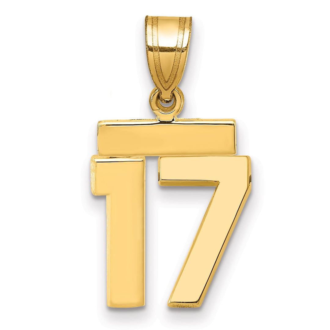 10K Yellow Gold Small Polished Number 17 Charm