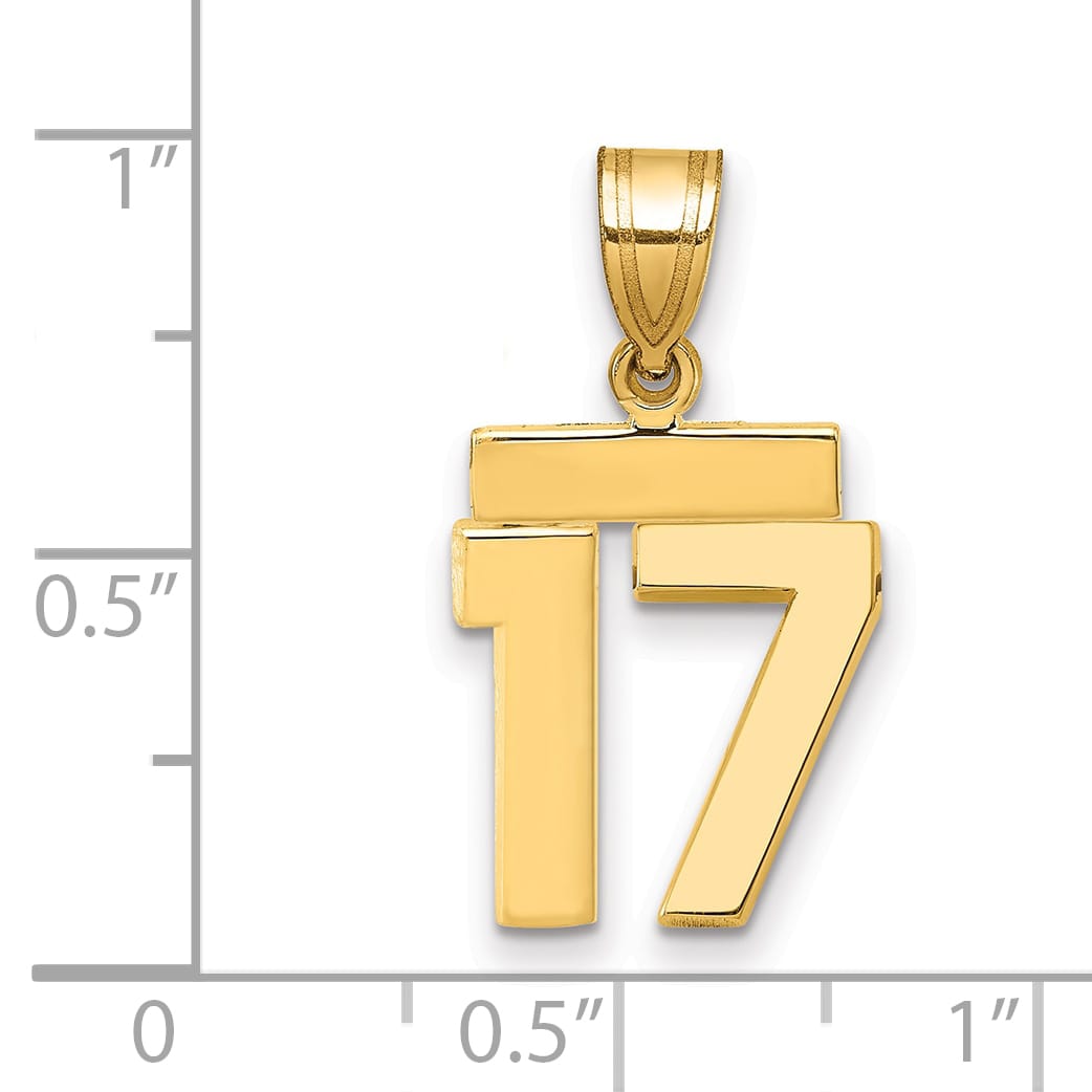 10K Yellow Gold Small Polished Number 17 Charm