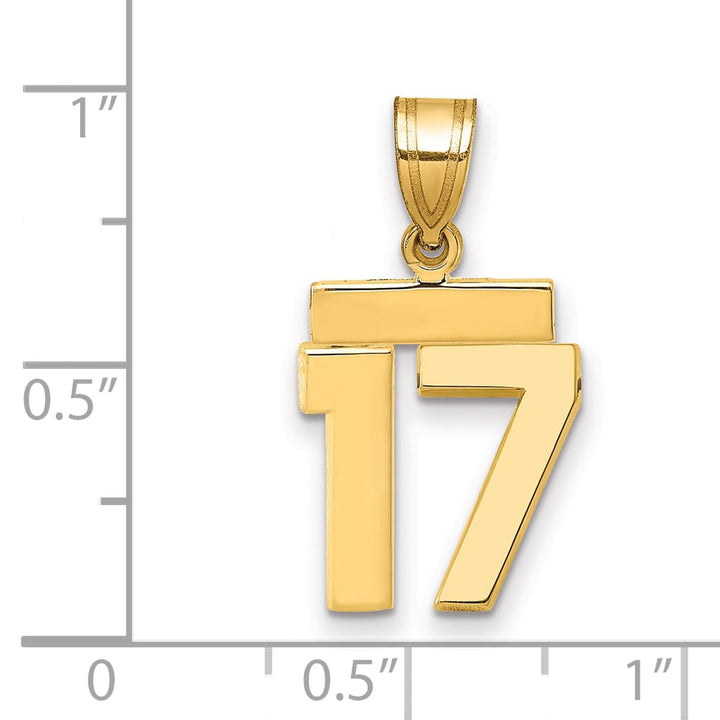 10K Yellow Gold Small Polished Number 17 Charm
