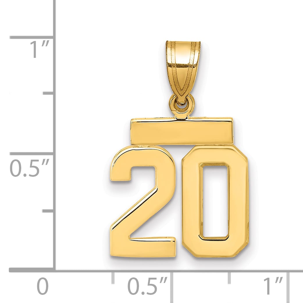 10K Yellow Gold Small Polished Number 20 Charm