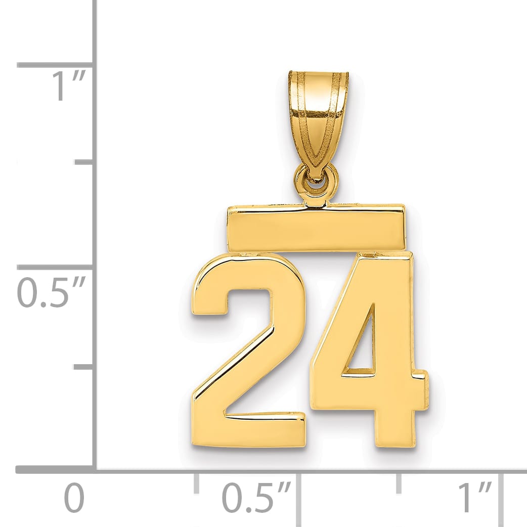 10K Yellow Gold Small Polished Number 24 Charm