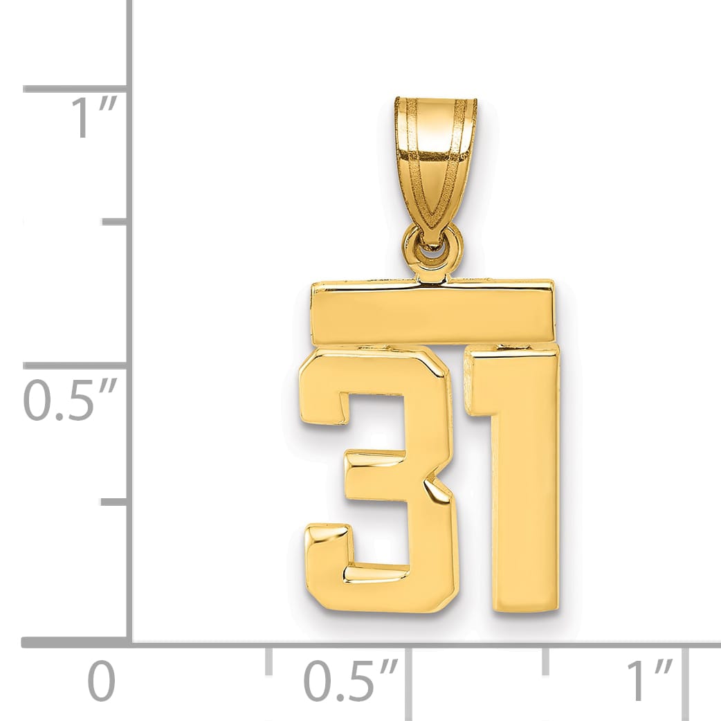 10K Yellow Gold Small Polished Number 31 Charm