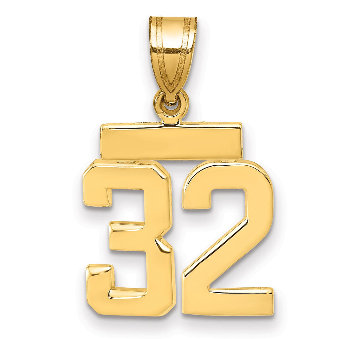 10K Yellow Gold Small Polished Number 32 Charm