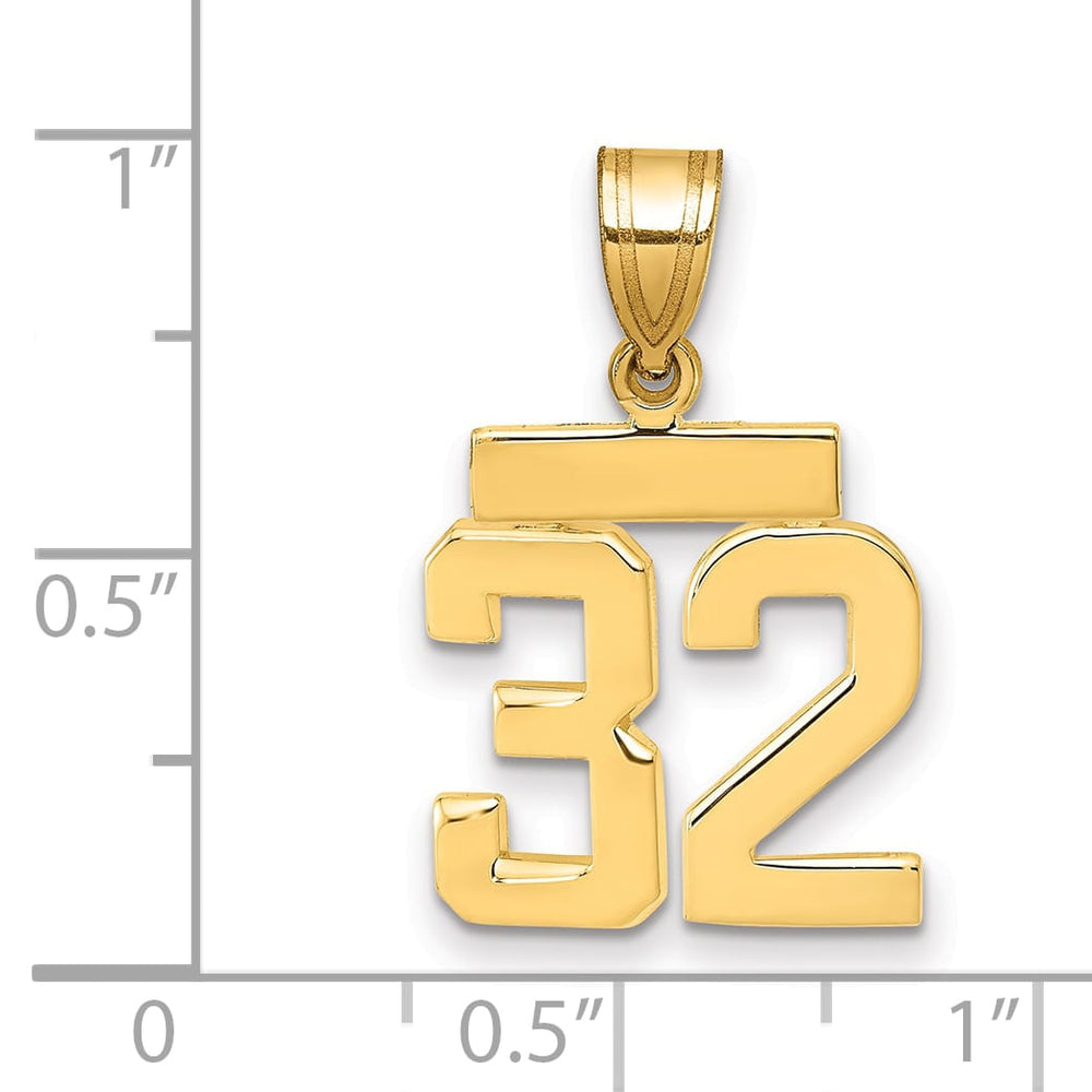 10K Yellow Gold Small Polished Number 32 Charm