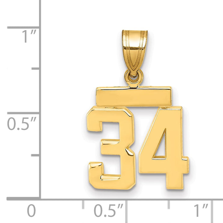 10K Yellow Gold Small Polished Number 34 Charm