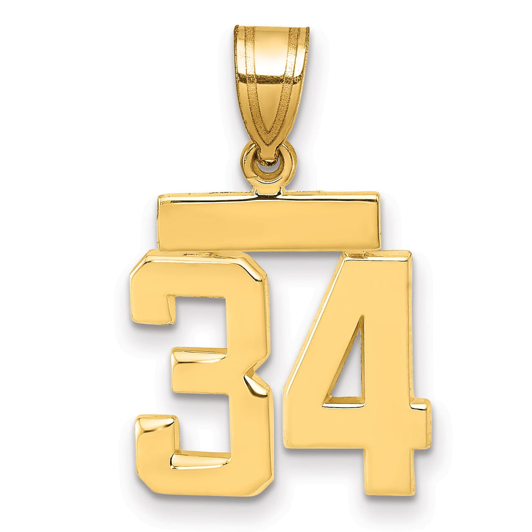 10K Yellow Gold Small Polished Number 34 Charm