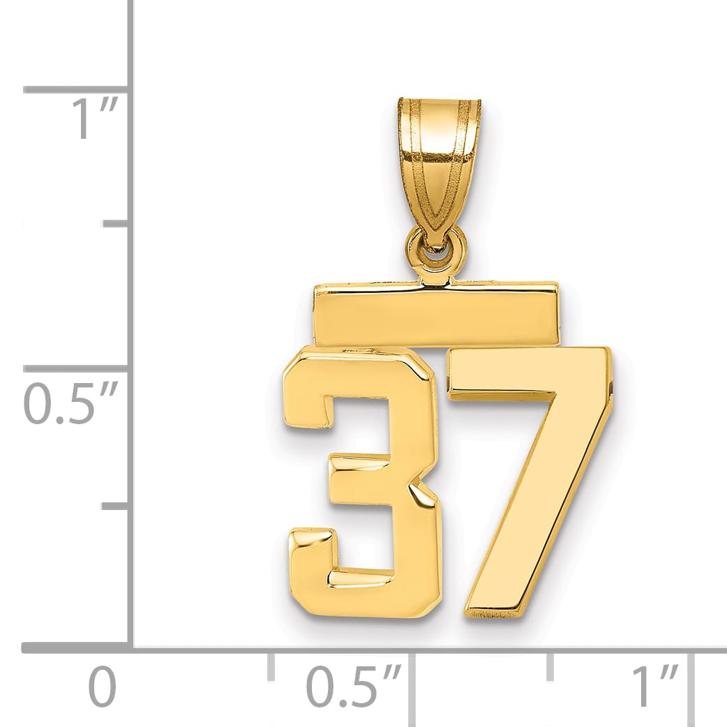 10K Yellow Gold Small Polished Number 37 Charm