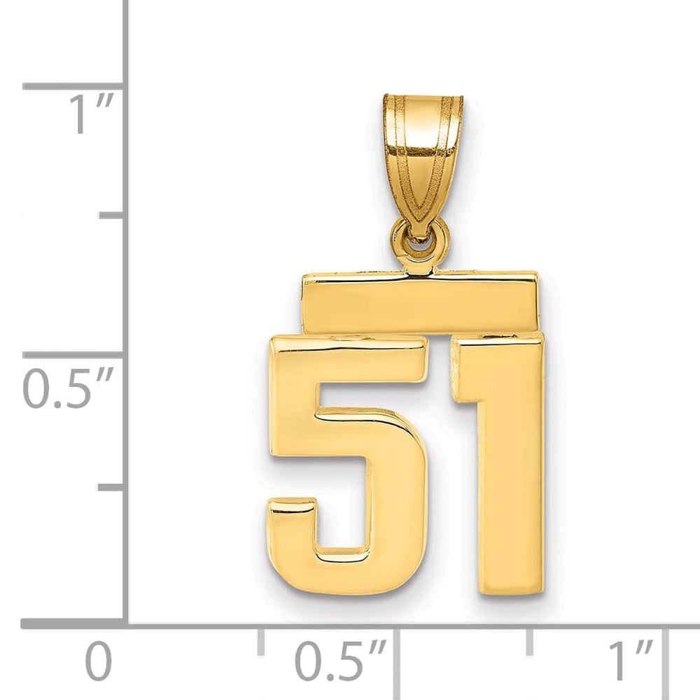 10K Yellow Gold Small Polished Number 51 Charm