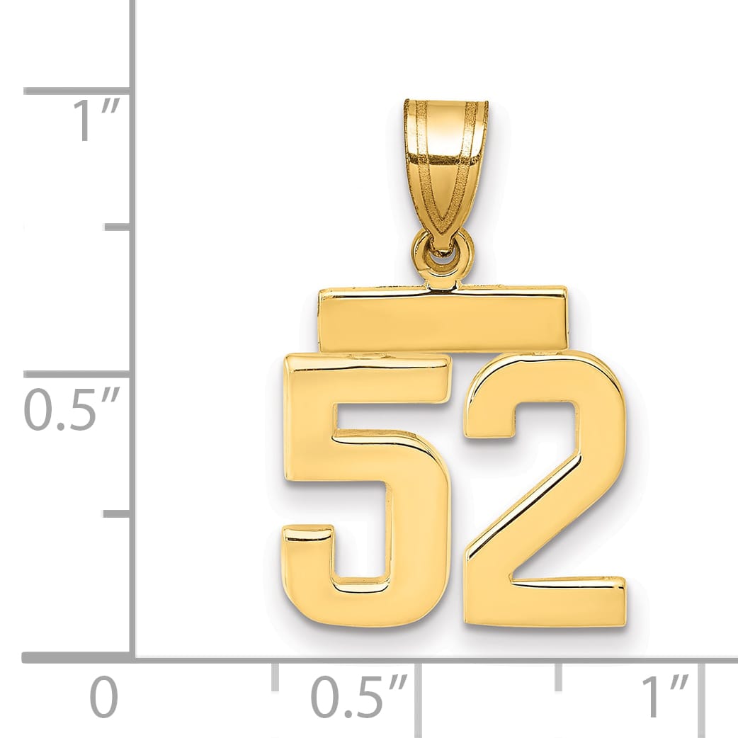 10K Yellow Gold Small Polished Number 52 Charm
