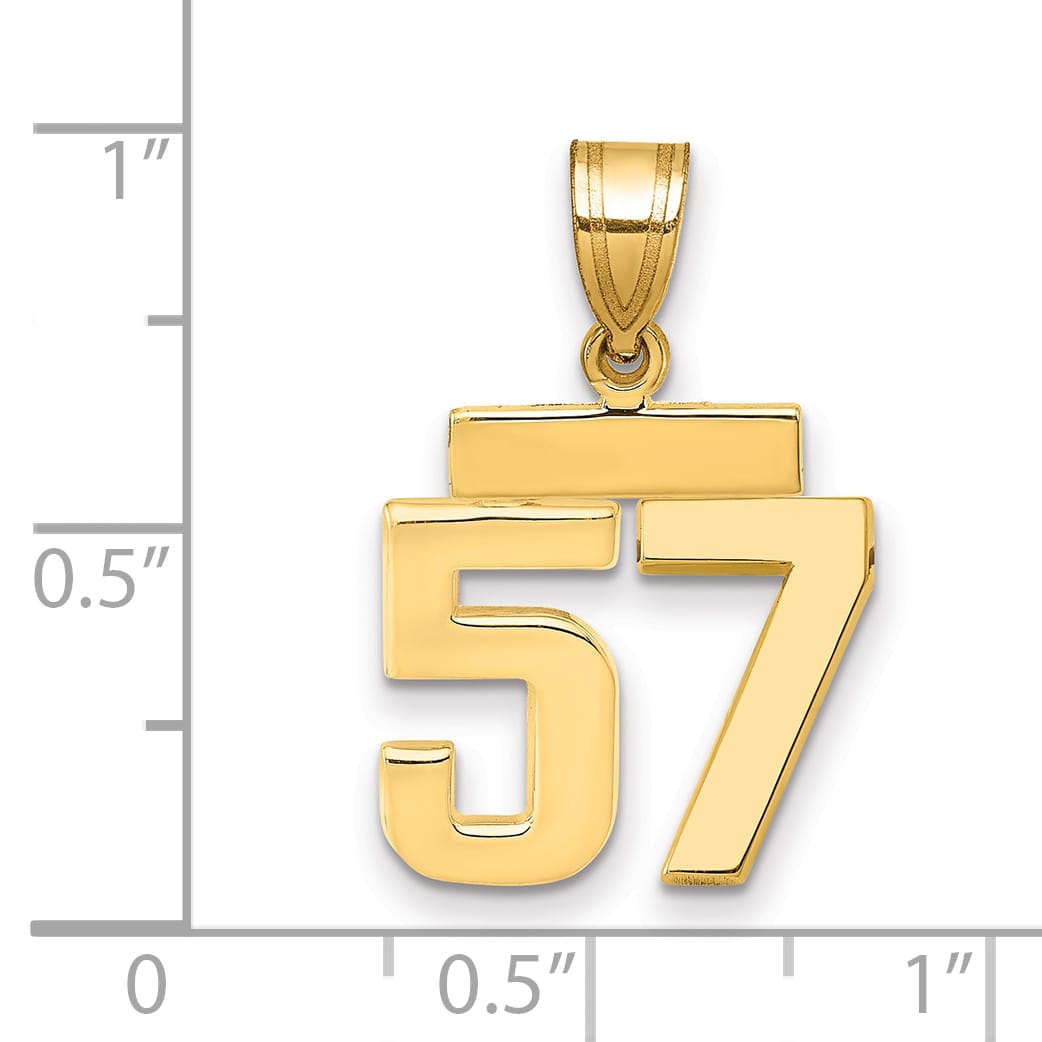 10K Yellow Gold Small Polished Number 57 Charm
