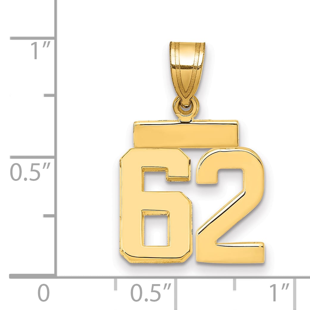 10K Yellow Gold Small Polished Number 62 Charm