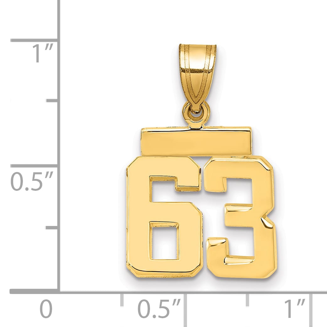 10K Yellow Gold Small Polished Number 63 Charm