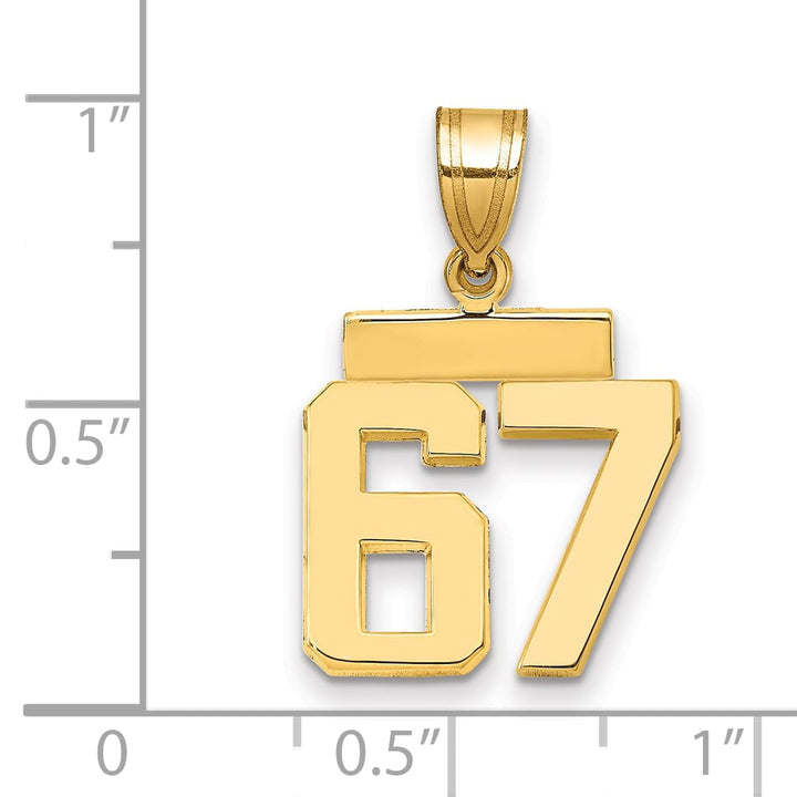 10K Yellow Gold Small Polished Number 67 Charm