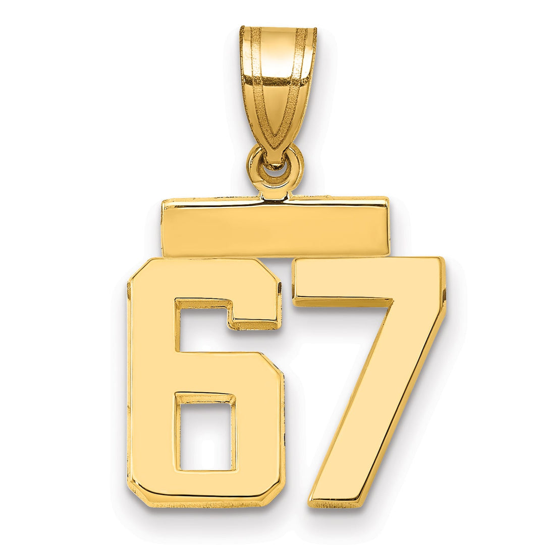 10K Yellow Gold Small Polished Number 67 Charm