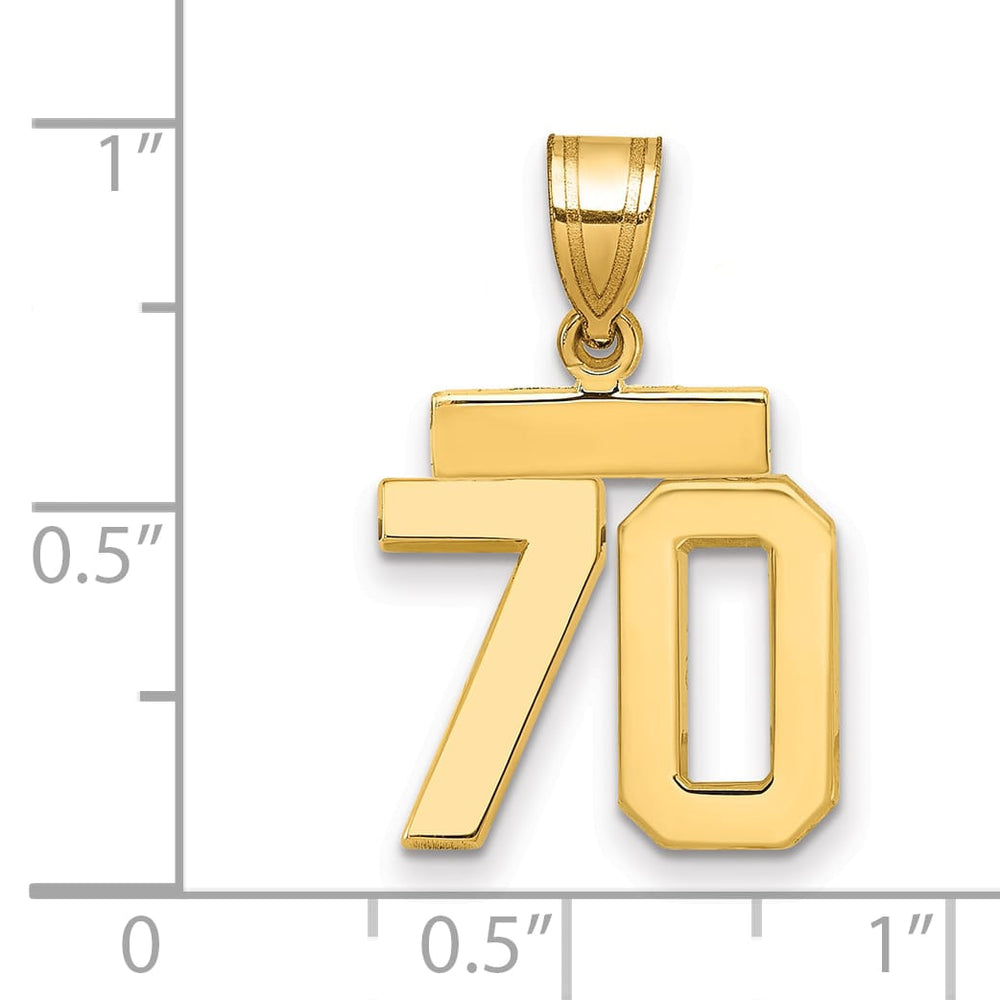 10K Yellow Gold Small Polished Number 70 Charm