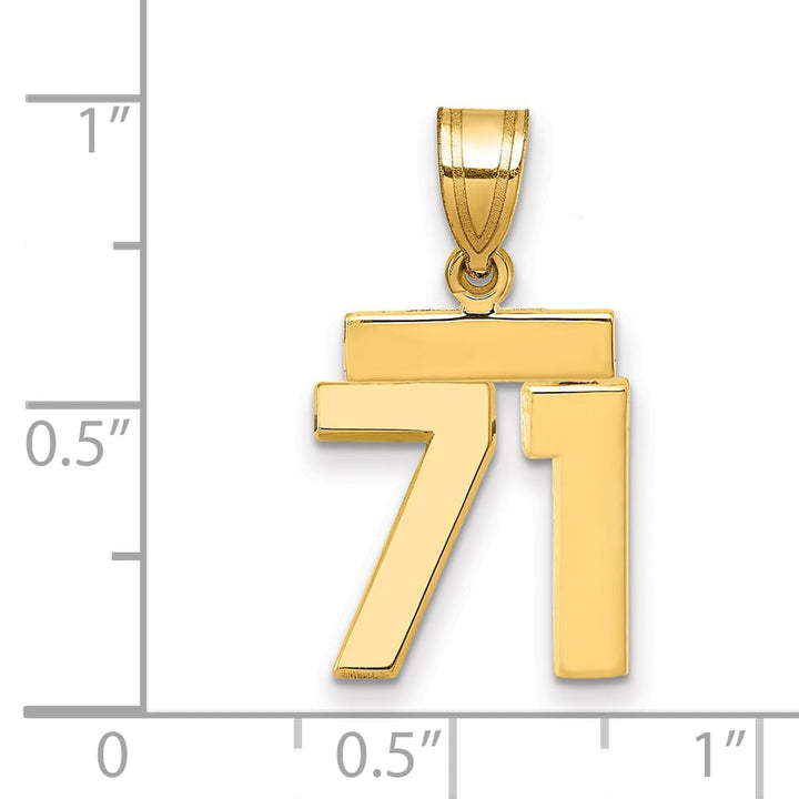 10K Yellow Gold Small Polished Number 71 Charm