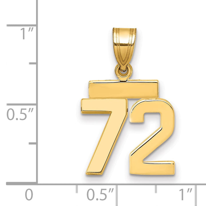10K Yellow Gold Small Polished Number 72 Charm