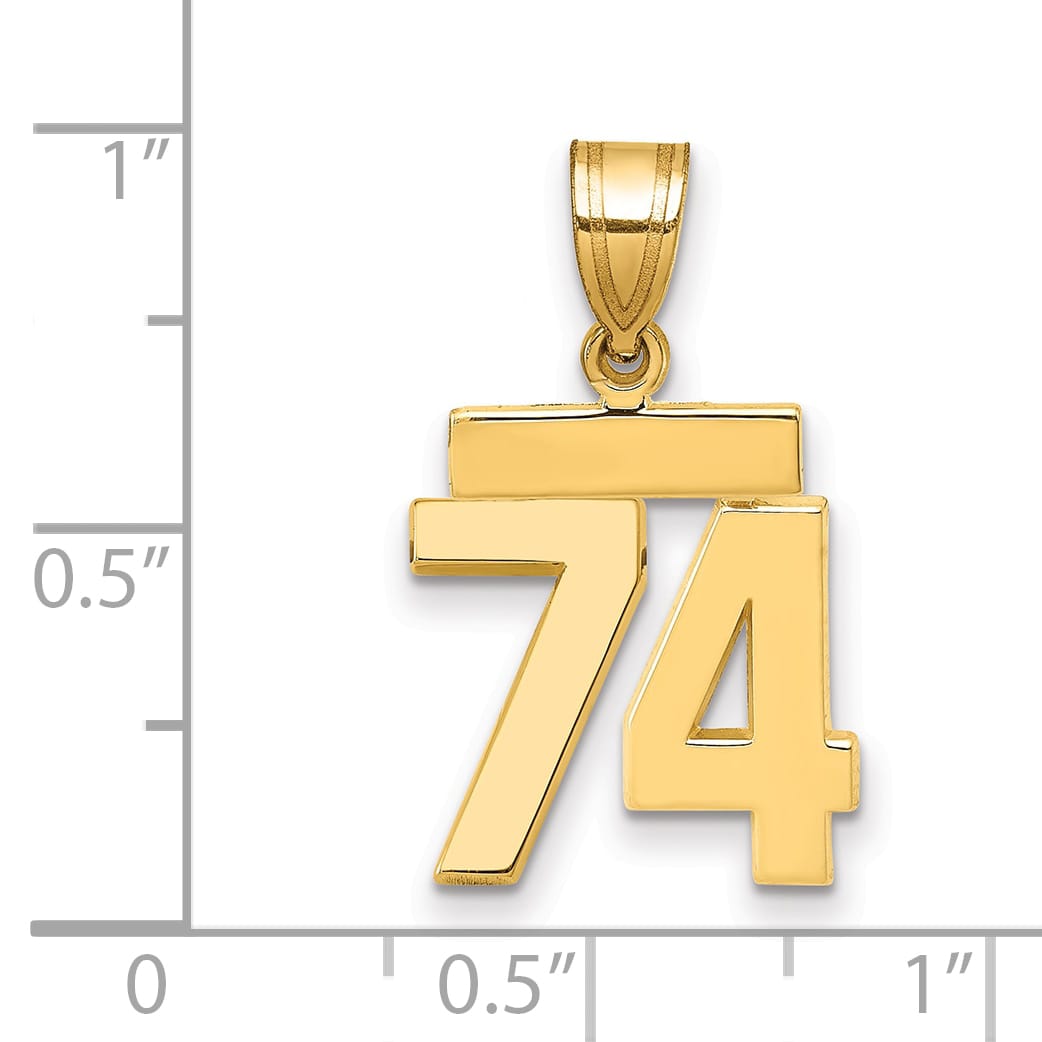 10K Yellow Gold Small Polished Number 74 Charm