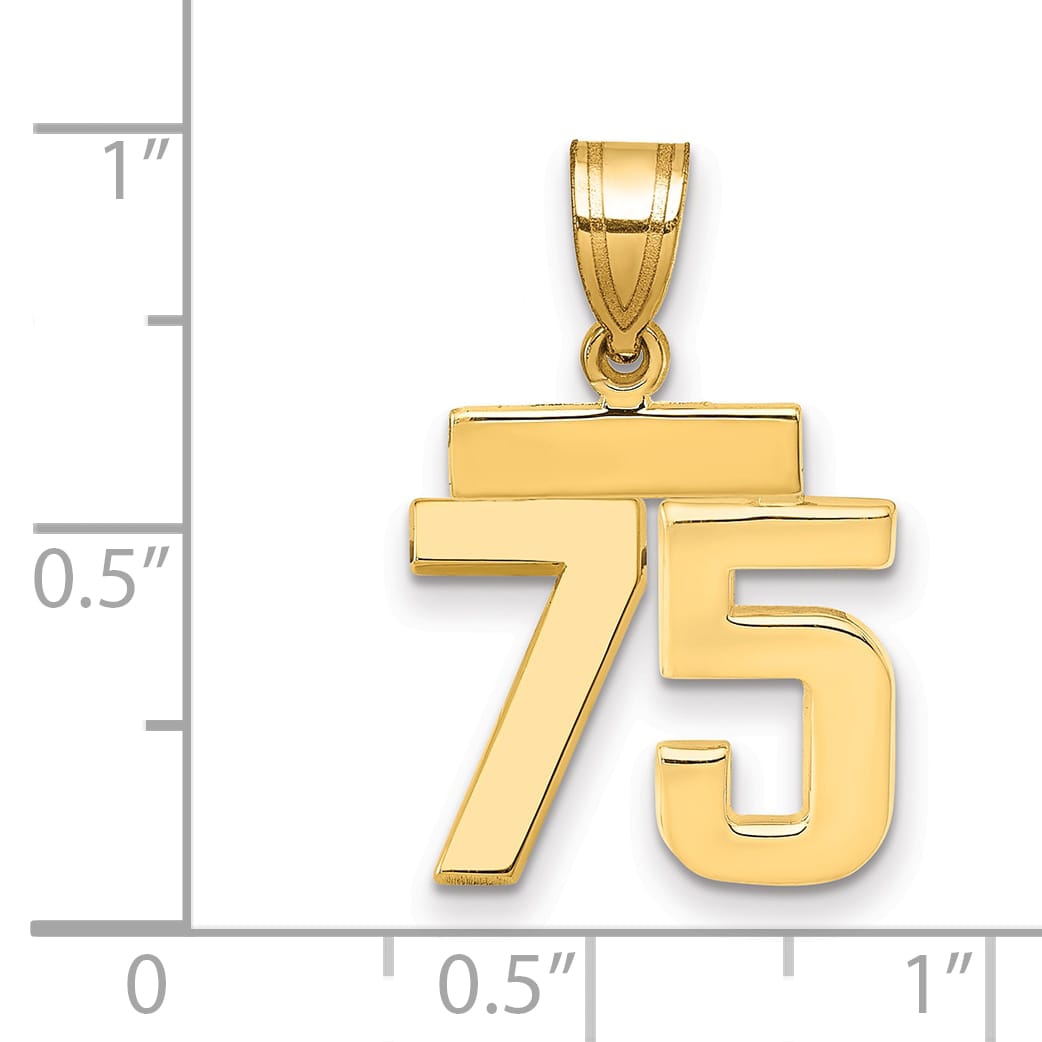 10K Yellow Gold Small Polished Number 75 Charm