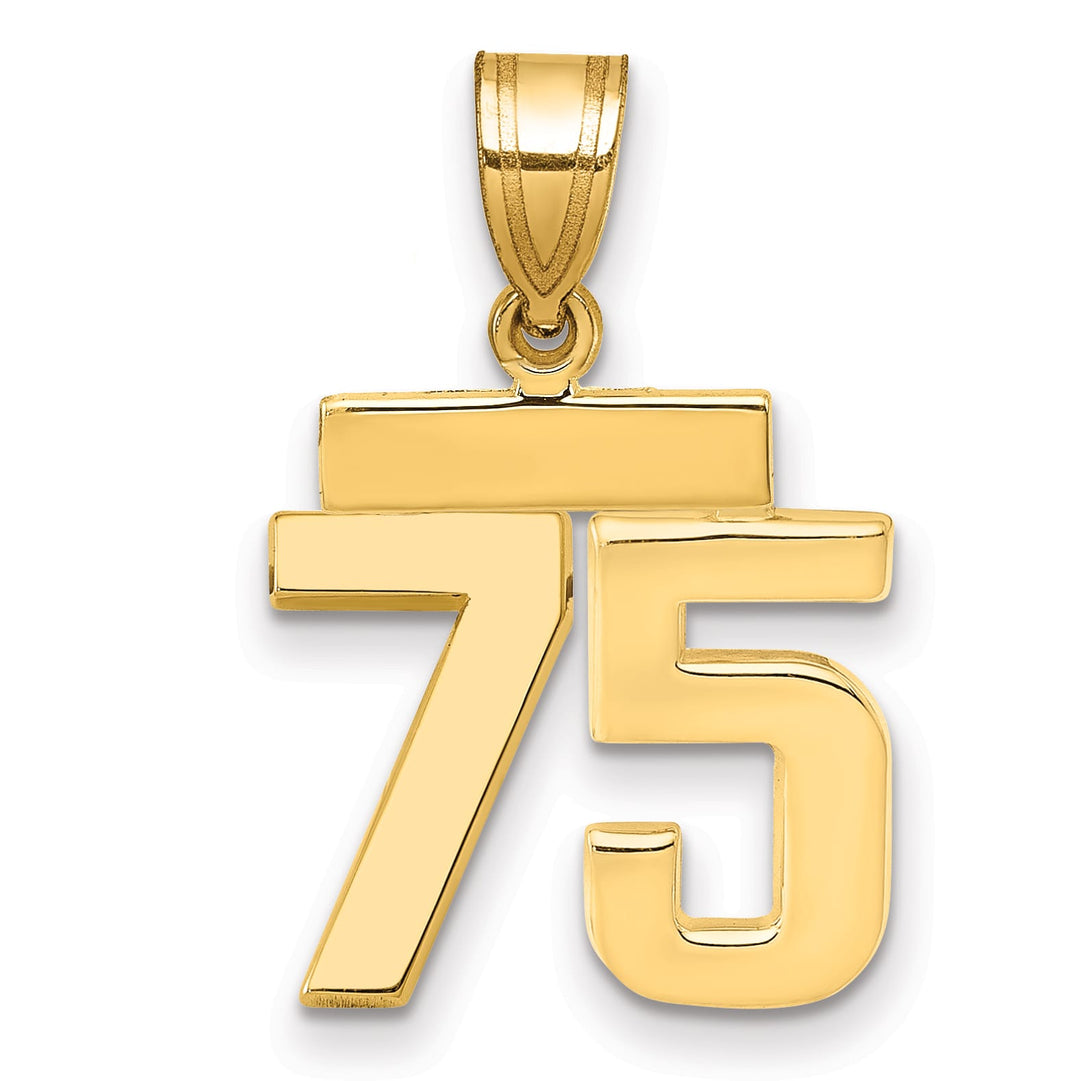 10K Yellow Gold Small Polished Number 75 Charm