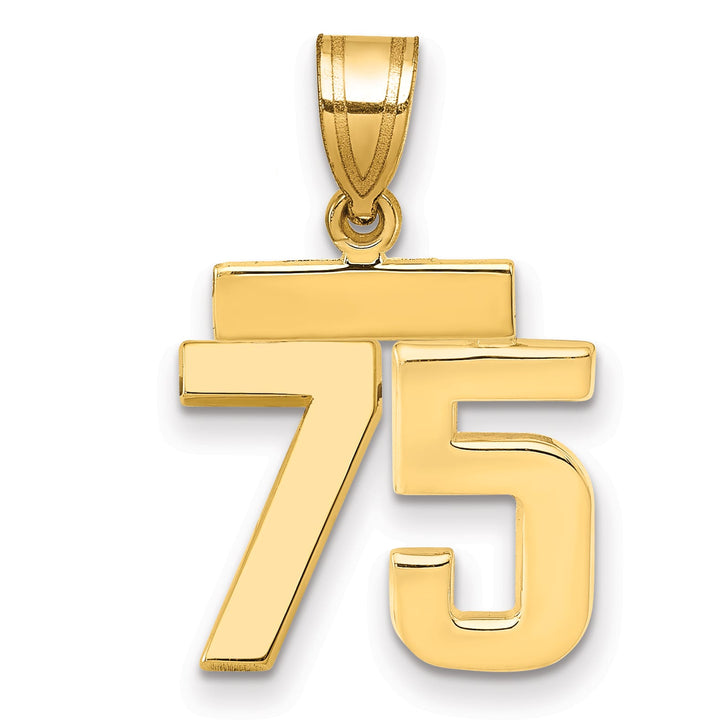 10K Yellow Gold Small Polished Number 75 Charm
