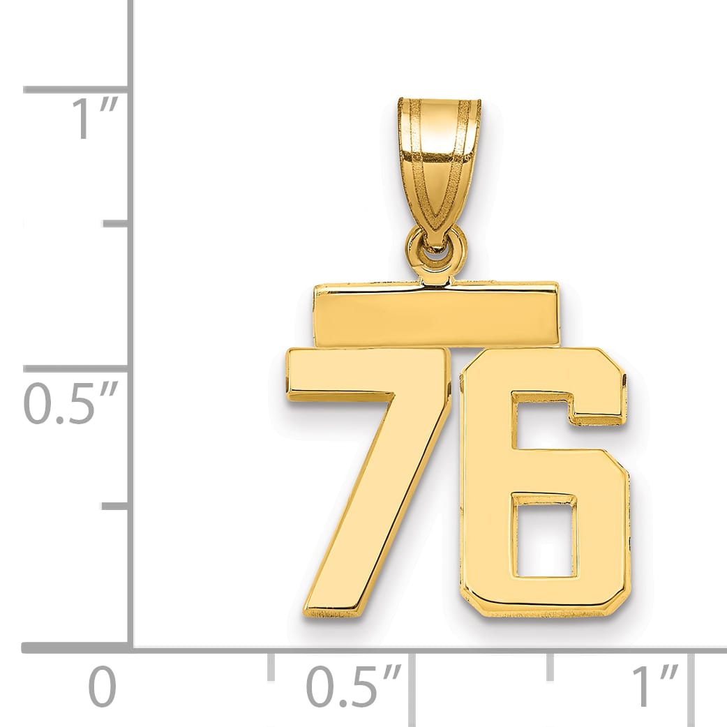 10K Yellow Gold Small Polished Number 76 Charm